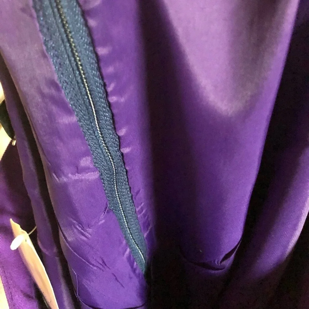 Vintage Tuxedo Style Purple Black Leather Midi Skirt 12